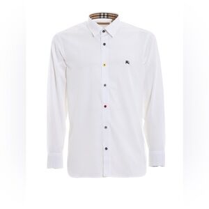 Burberry White Dress Shirt with Multicolor Buttons